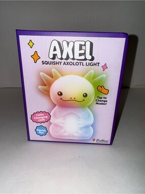 InnoVibe Axel Squishy Axolotl LED Night Light, Color Changing, Touch, Battery